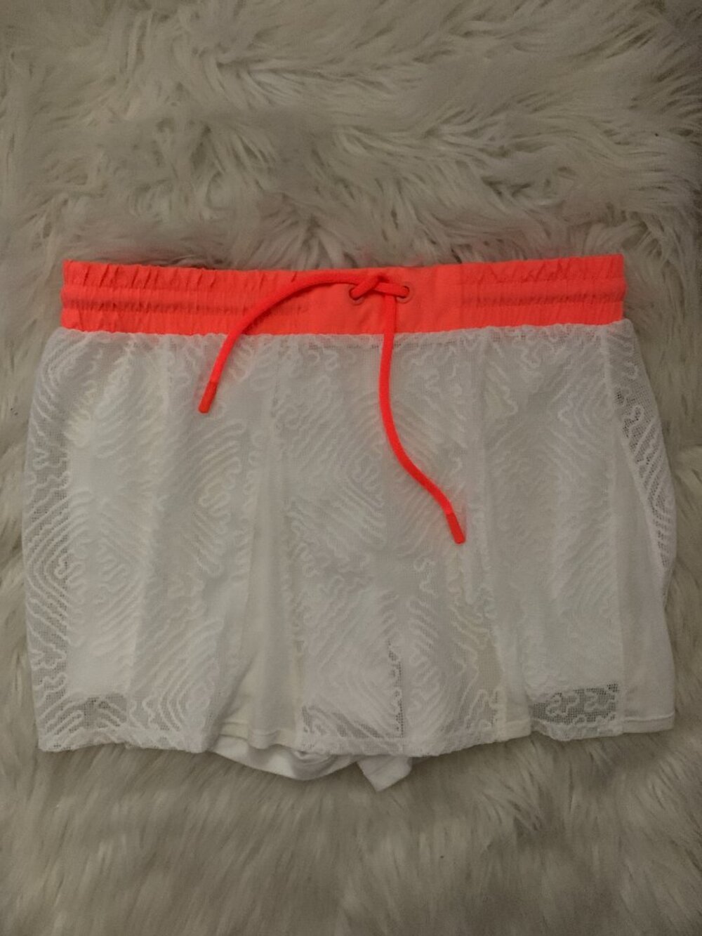 FP Movement by Free People White Lace Shorts with Neon Orange Waist